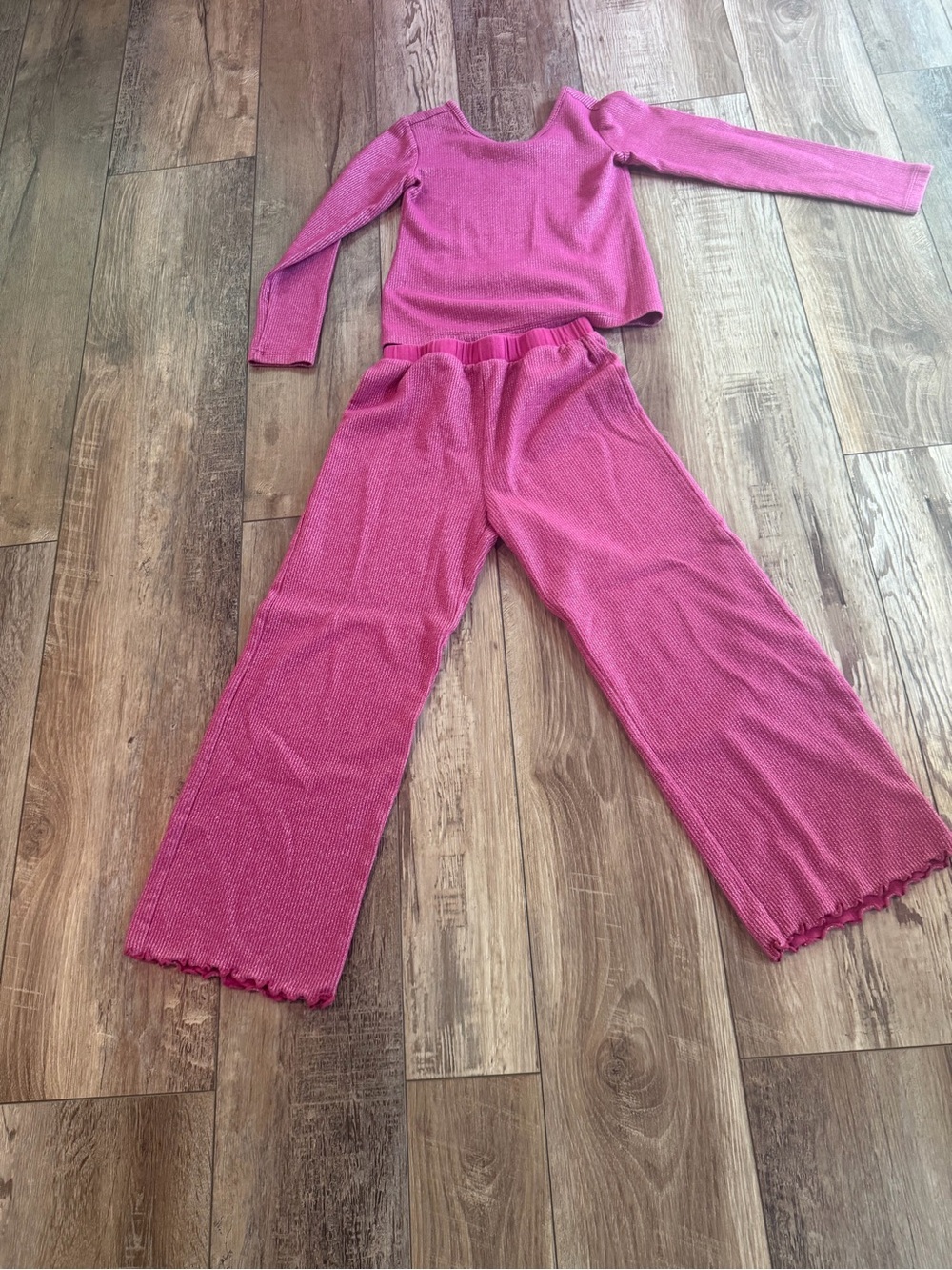 Hanna Andersson Bright Pink Ribbed Two-Piece Set